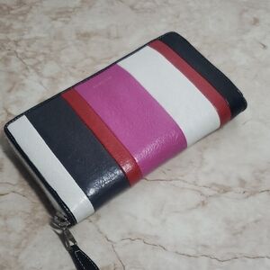 Balenciaga Striped Multicolor Wallet with Zipper